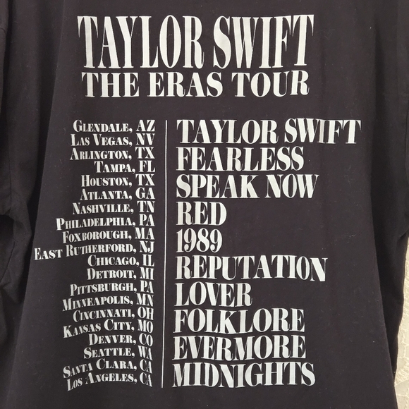 Taylor Swift The Eras Tour US Dates Black Graphic T-Shirt Size L Unisex - Picture 7 of 10